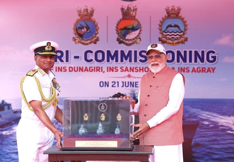 PM Modi commissions three indigenously built naval ships in Kolkata