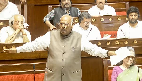 NDA hits out at Mallikarjun Kharge over his allegations in Rajya Sabha