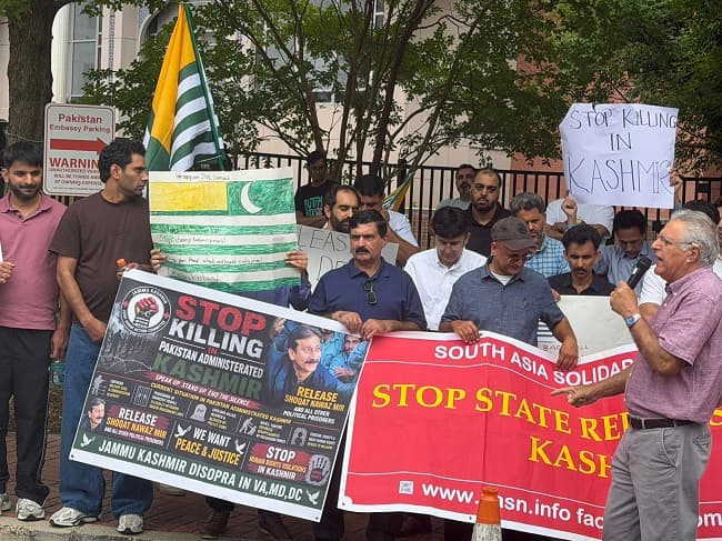 Protest held outside Pakistan Embassy in Washington over escalating unrest in PoK