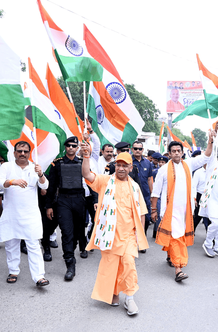 CM Yogi leads Tiranga Yatra in Gorakhpur as part of 'Har Ghar Tiranga’ campaign
