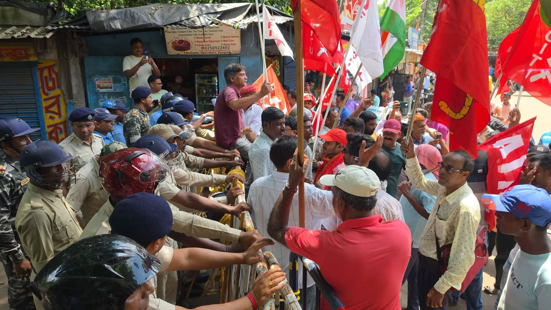 Uproar in Jhargram over 'Break the Law and Fill the Jails' campaign; seven arrested.