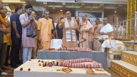Rajasthan CM Sharma performs Shila Pujan at Gupt Vrindavan Dham