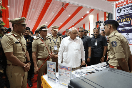 Gujarat CM reviews advanced police weaponry at arms exhibition in Amreli
