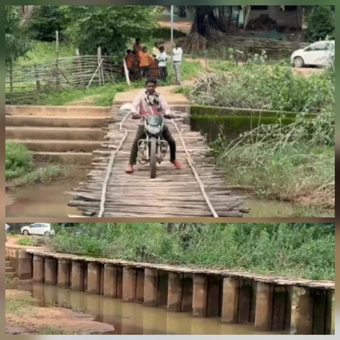 Villagres Of Baaskund Built Temporary Bridge
