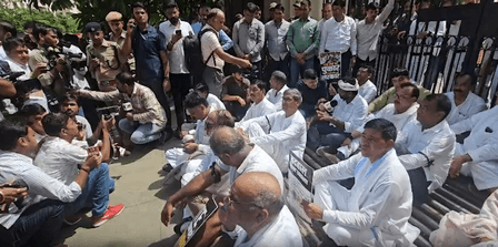 Rajasthan Cong holds protest march against govt's new directive restricting entry in schools