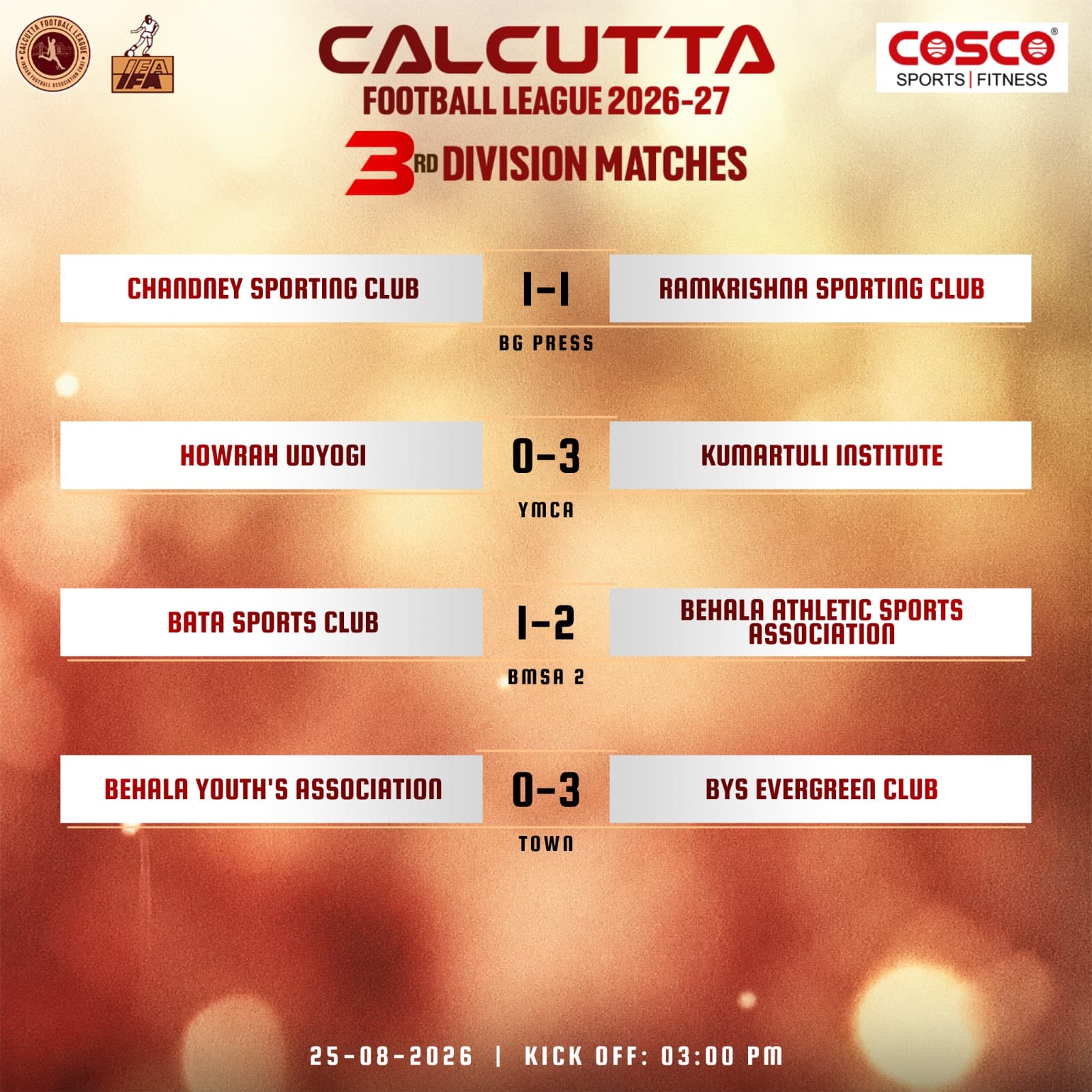 Cfl 3rd Division Match Draw