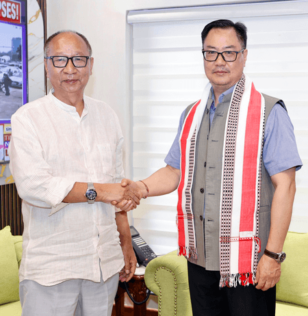 Manipur CM meets Union Minister Kiren Rijiju, discusses issues concerning state