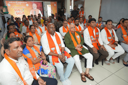 Gujarat CM listens to PM Modi's 137th 'Mann Ki Baat' with booth workers