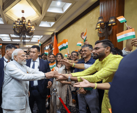PM Modi receives warm welcome from Indian community in Kyrgyzstan