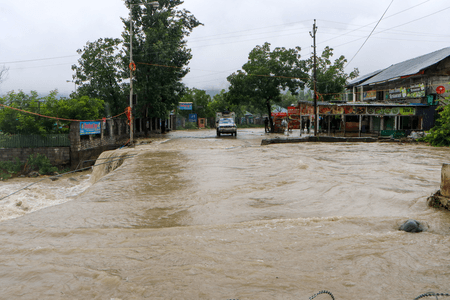 Waterlogging in J&K’s Pahalgam after heavy rainfall
